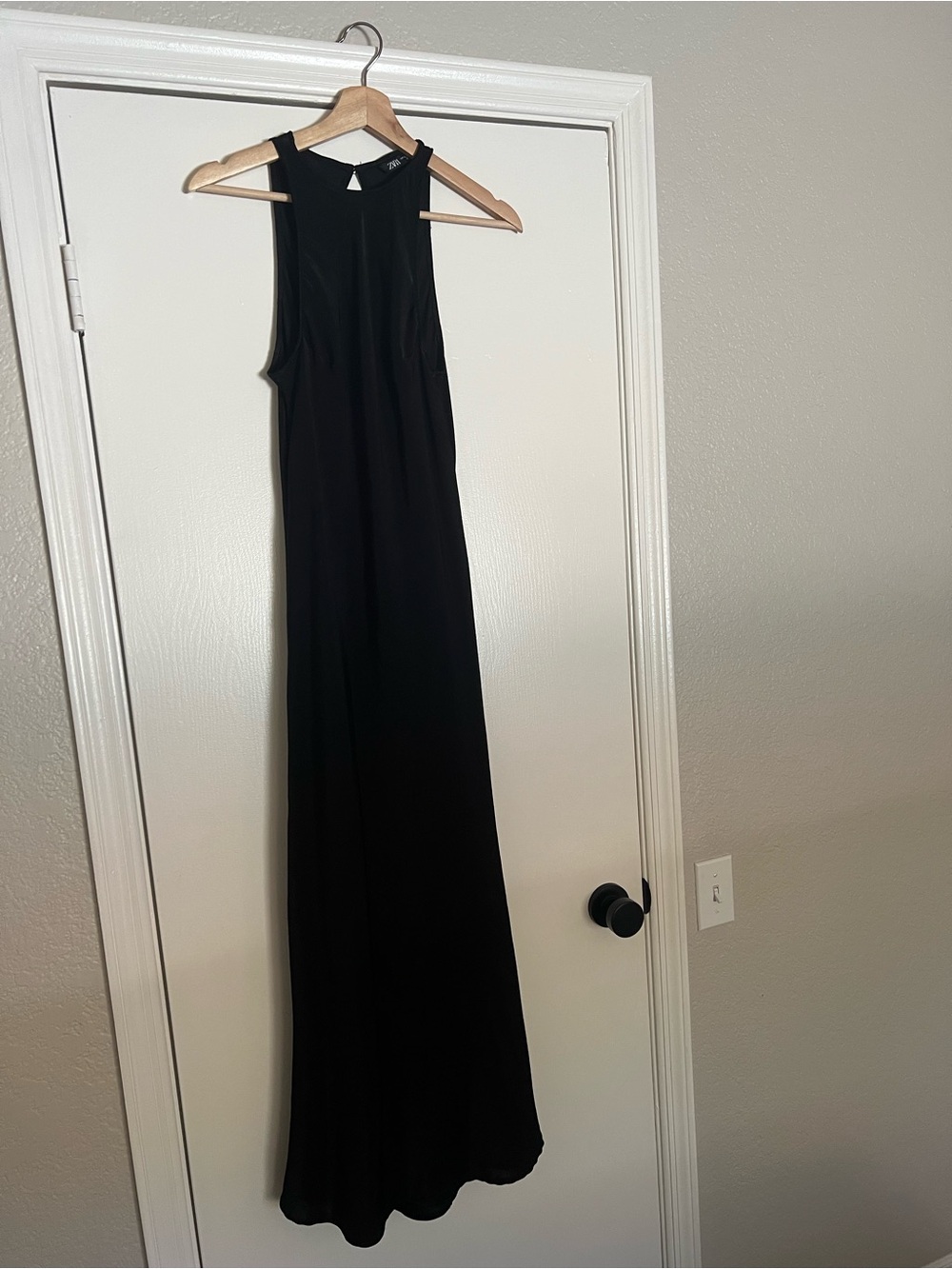 Zara Black Sleeveless Satin Midi/Maxi Dress